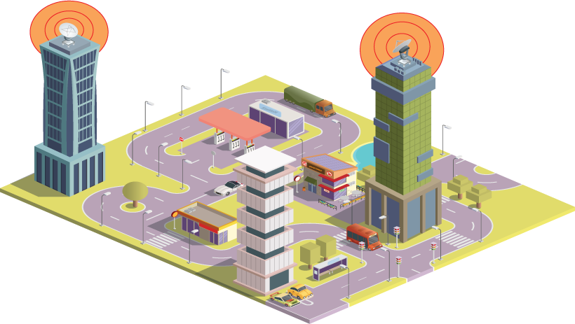 Buildings using P2P Telecommunications across town provided by Systems & Cabling Solutions